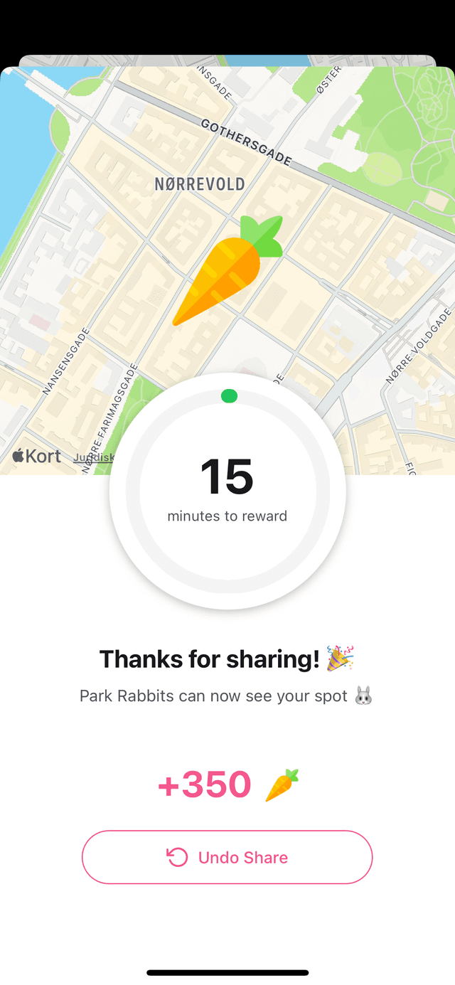 Share success screen